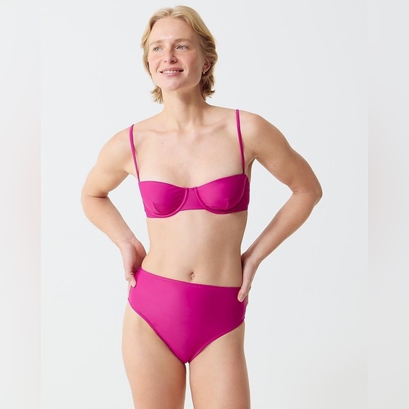 NWT J. Crew Hallie High Waisted Bikini Bottom in Magenta Orchid Pink Size Small. - Picture 5 of 14